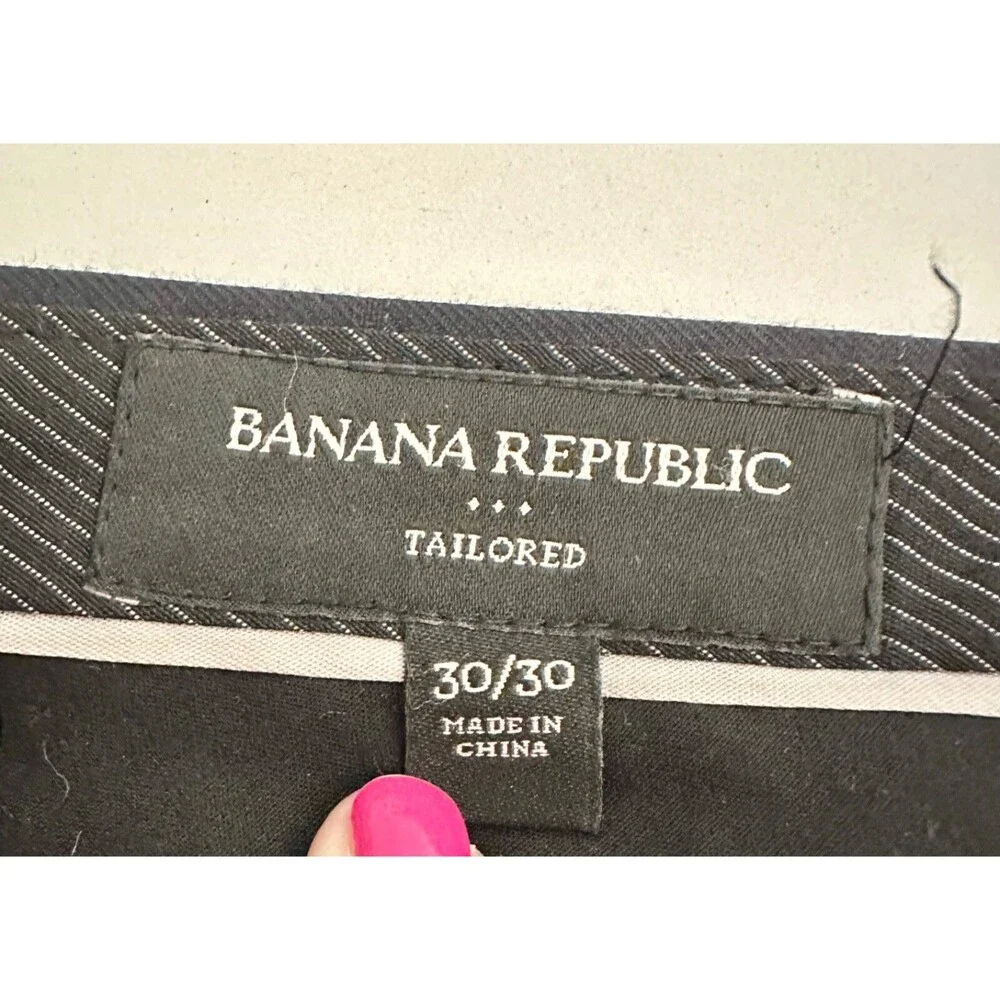 Banana Republic Pants Mens‎ 30X30 Navy Tailored Fit Flat Front Square Pattern
